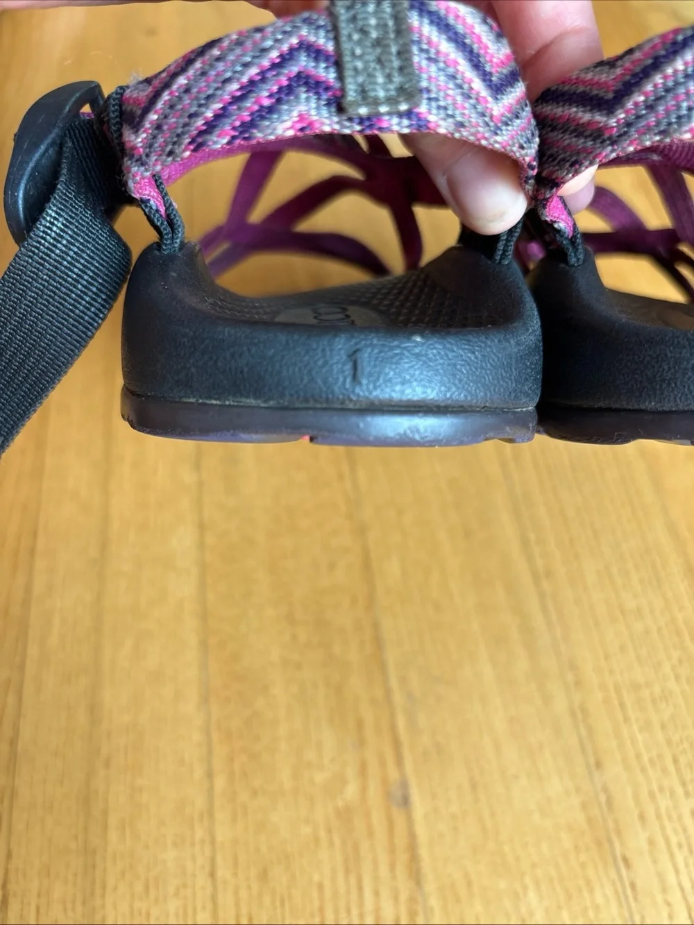 Chaco ZX/1 Classic Sandals Youth Size 1 Ecotread Pink Purple Black Multi-colored